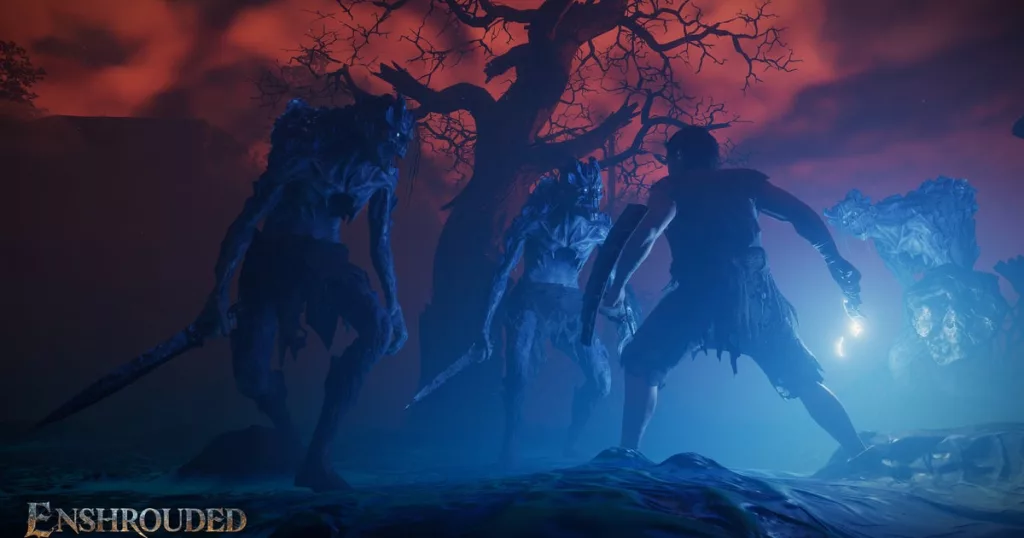 Enshrouded Screenshot 03 combat with logo