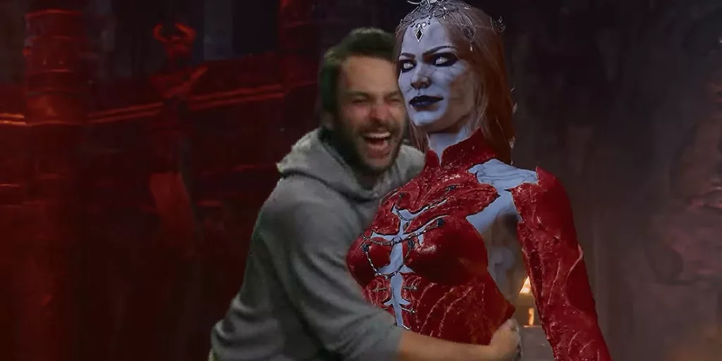 charlie from its always sunny in philadelphia hugging orin from baldurs gate 3 1