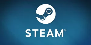 Il logo di Steam su sfondo azzurro