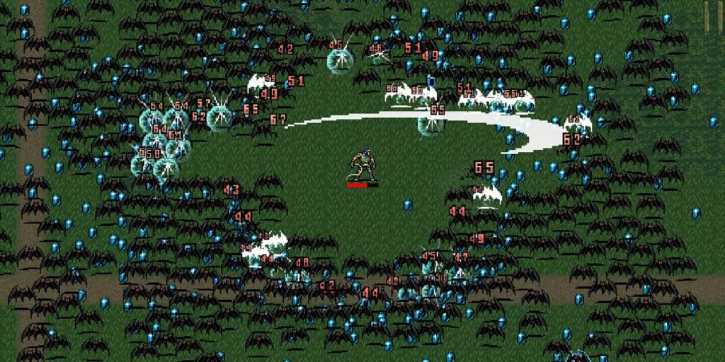 vampire survivors fighting off a horde of bats