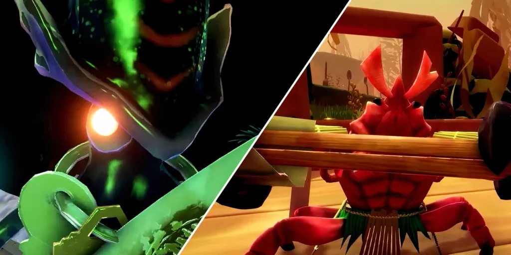 dark enemy with a keychain and heikea from another crab s treasure