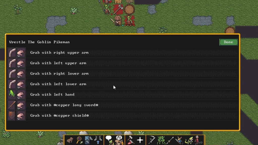 L'anteprima della modalità avventura di Dwarf Fortress mostra il menu per afferrare i nemici con i denti 26 Dwarf Fortress adventure mode preview shows off menu for grabbing enemies by their teeth