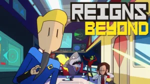 Un re sul trono nello stile illustrato della serie Reigns dello studio Nerial