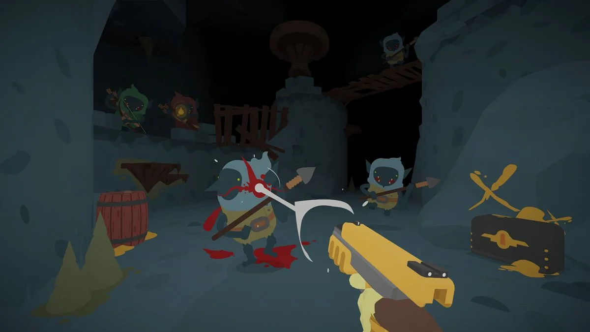 Blast goblins in a cave in the demo for stylish, roguelike shooter Sulfur