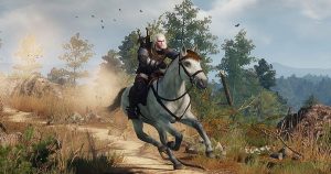 Geralt a cavallo in The Witcher 3: Wild Hunt