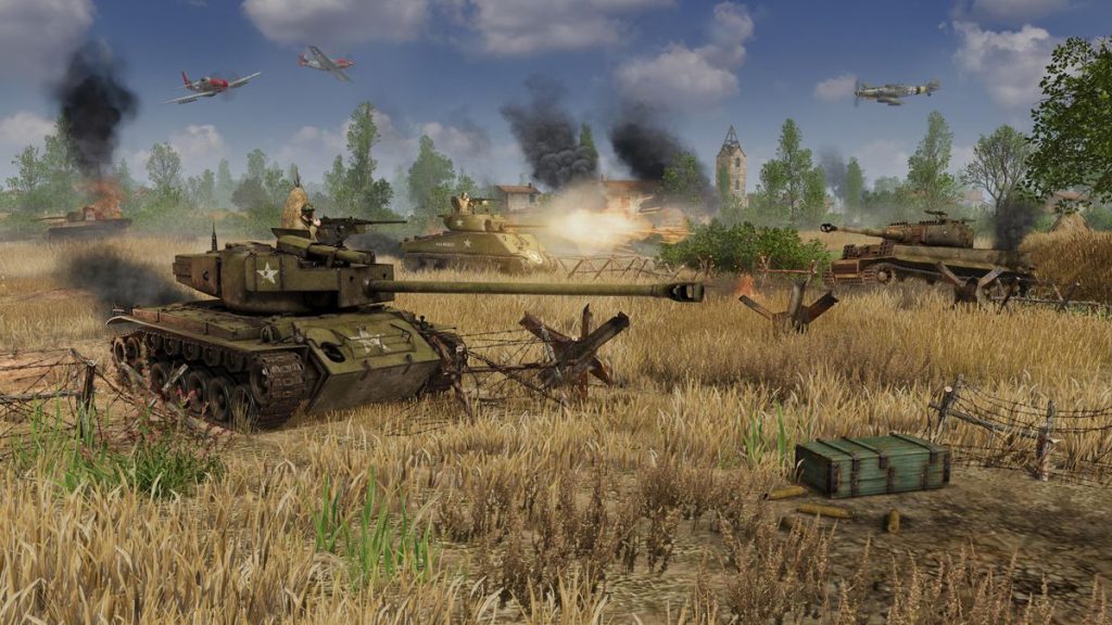 Tanks in a field
