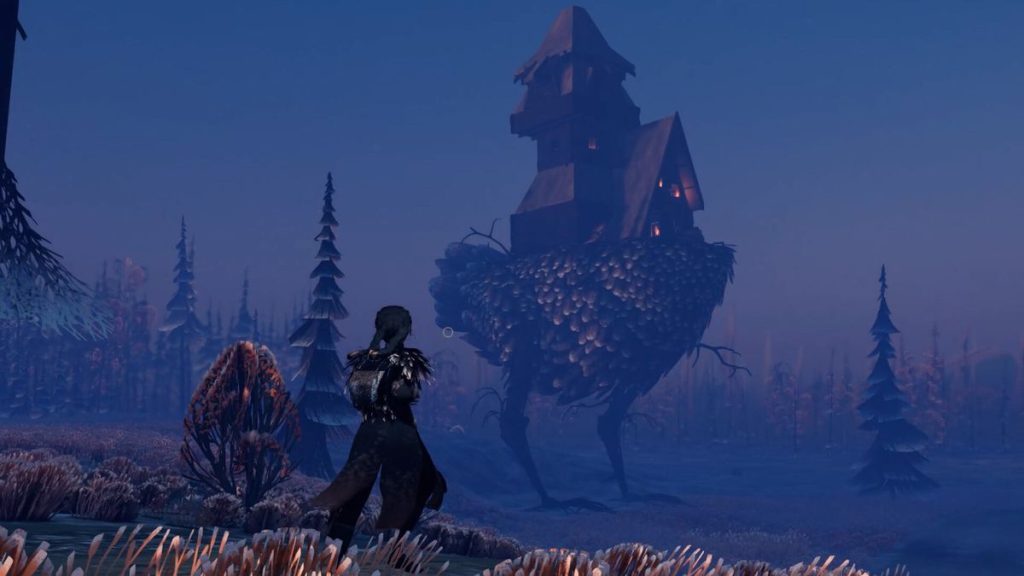 Il simulatore di stregoneria REKA ha tutto ciò che potrei desiderare come apprendista stregone: la ricerca di funghi, un esercito di corvi e, oh sì, una cabina personalizzabile con le gambe di pollo 24 Reka - a witch in a nighttime woods walks towards a cottage with chicken legs