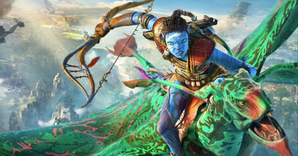 avatar frontiers of pandora key art of navi riding banshee