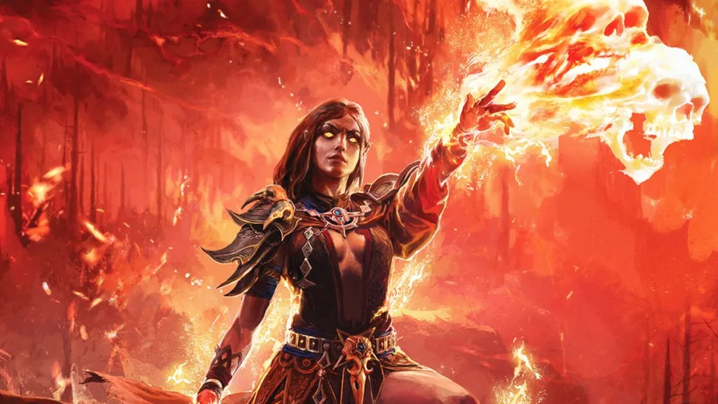 Lo sviluppatore di Path of Exile 2 rivela finalmente quanto costerà giocare in accesso anticipato 12 A Path of Exile 2 sorceress casting flaming skulls in a hellish landscape