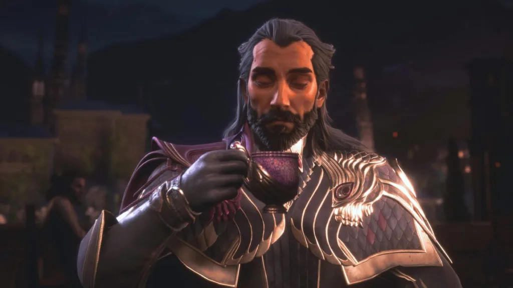 Lucanis enjoying a cup of coffee