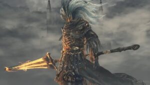 Zoomed in shot of dragon riding boss enemy from Elden Ring Nightreign