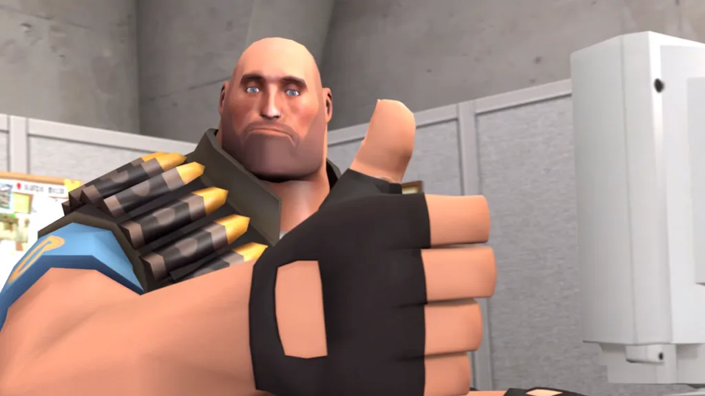 Valve banna da Steam i giochi che si basano su annunci in-game 17 TF2 Heavy giving the Bret Rambo thumbs up