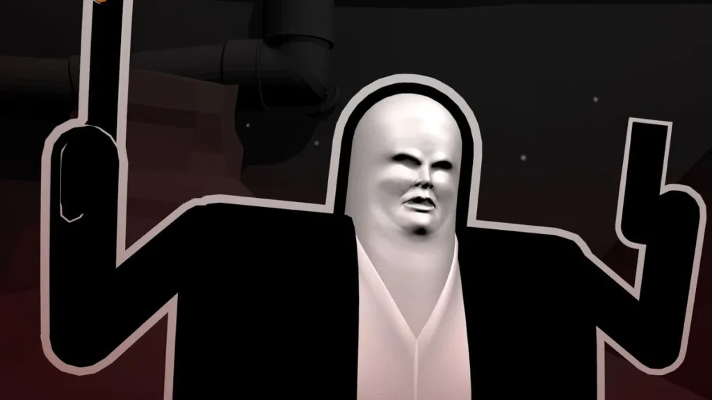 In Shotgun Cop Man sei un uomo che sembra un pollice ed è andato all'Inferno ad arrestare Satana 5 In Shotgun Cop Man you are a man who looks like a thumb and has gone to Hell to arrest Satan