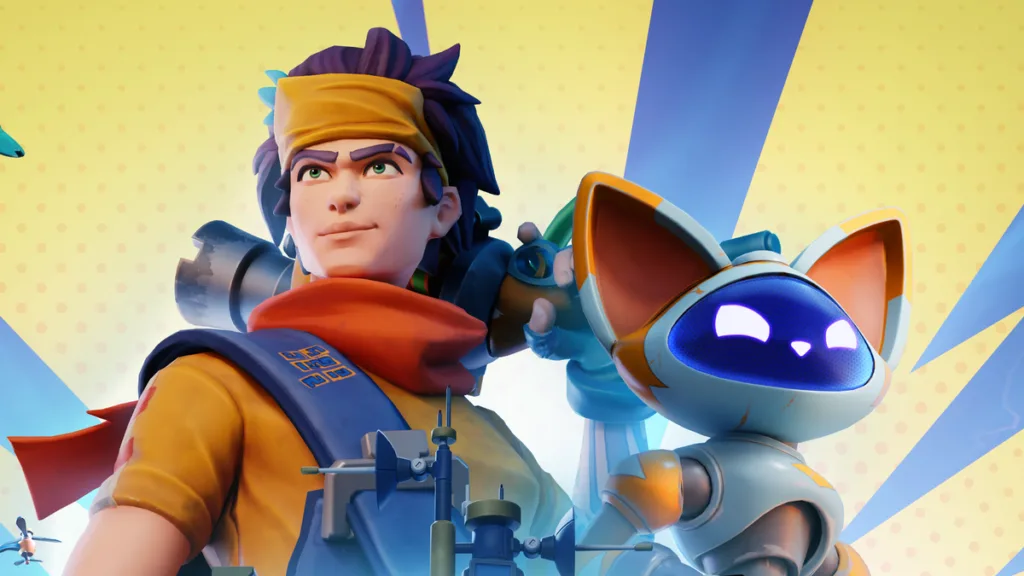 Il nuovo gioco del creatore di XCOM Julian Gollop è un action-strategy brillante, in stile Brutal Legend, ispirato a Pikmin e Clash Royale 2 Chip and Clawz pose heroically against a comic book background.