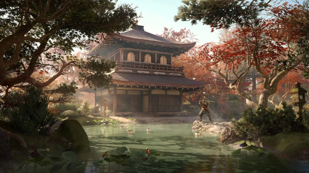 La cosa che mi entusiasma di più in Assassin's Creed Shadows è il mio nascondiglio 10 A peaceful hideout with a pond in Japan
