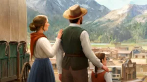 Un insediamento di frontiera nel city builder western Wild West Pioneers