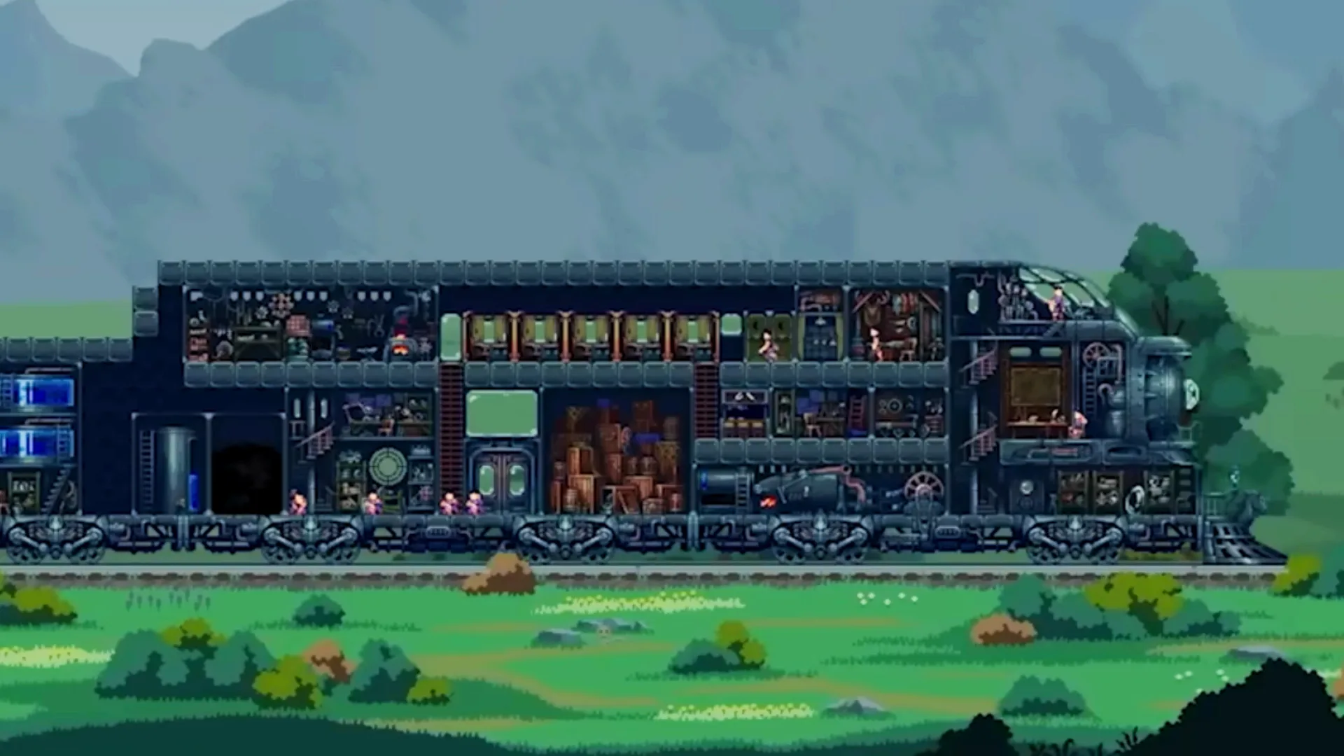 Steel Artery is a Rimworld-style colony sim aboard a giant, steampunk train