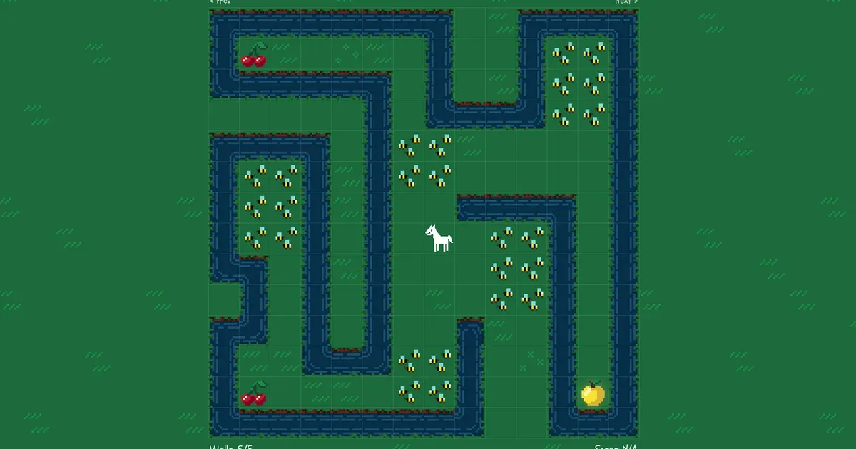 Fence off a free-spirited horse that can't stop eating grass in the daily puzzle game enclose.horse