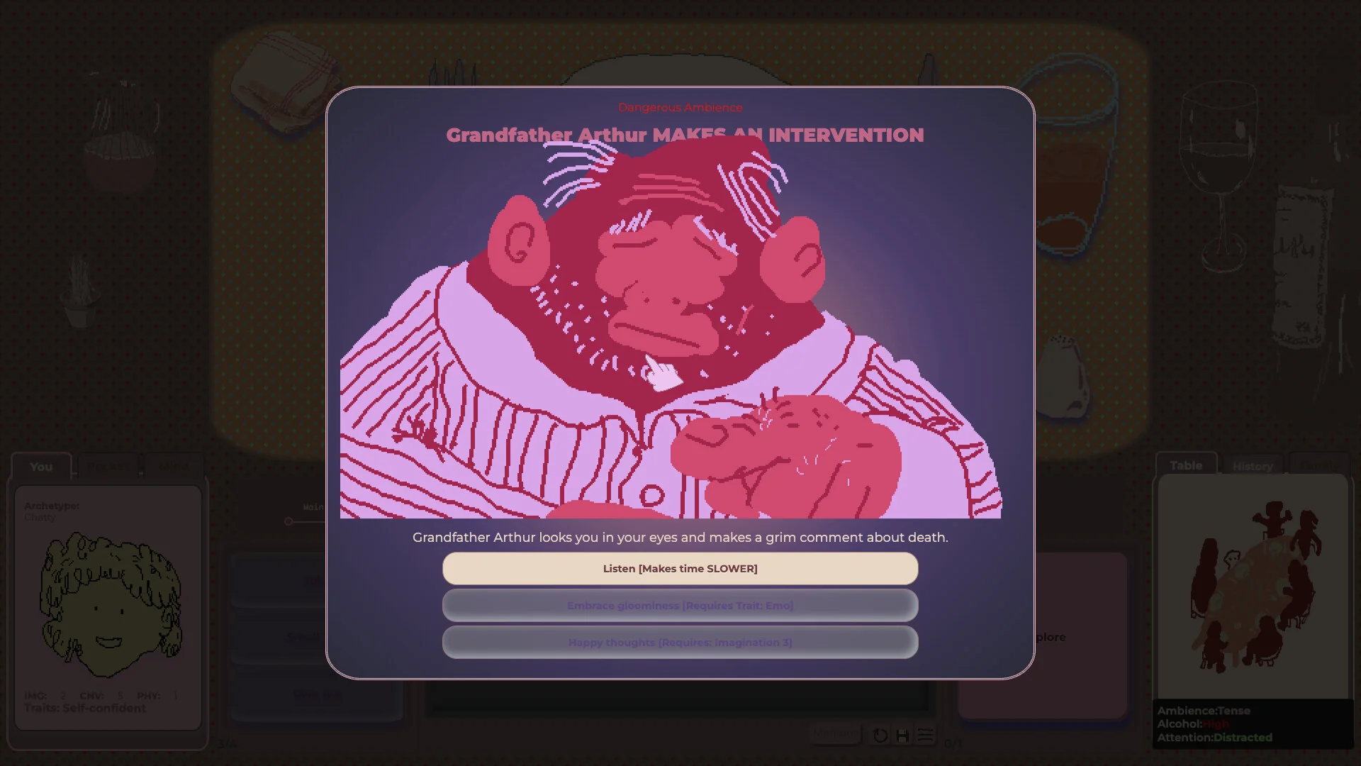 A strangely gorilla-like grandfather makes an intervention in Family Reunion.