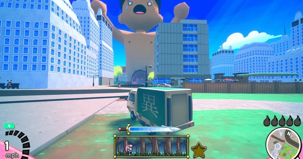From Space Warlord Baby Trading Simulator's devs comes a game with "a giant, screaming man whose meat you can legally drive through"