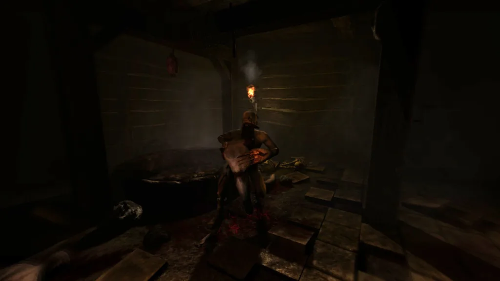 Corridoio buio del castello di Brennenburg in Amnesia: The Dark Descent di Frictional Games