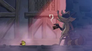 Croak, il principe ranocchio di WoodRunner Games usa la lingua come rampino in un livello disegnato a mano