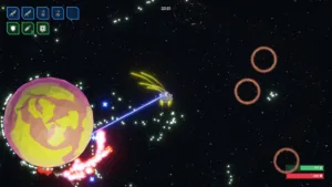 Una nave affronta le orde nemiche fra i pozzi gravitazionali di Seven Suns of Orion