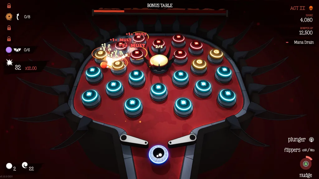 Un tavolo da flipper di Cult of PiN con bumper a forma di occhi e tentacoli