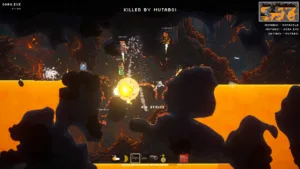 Uno scontro su terreno distruttibile in Dirtnap, l'arena shooter dei tre studi finlandesi