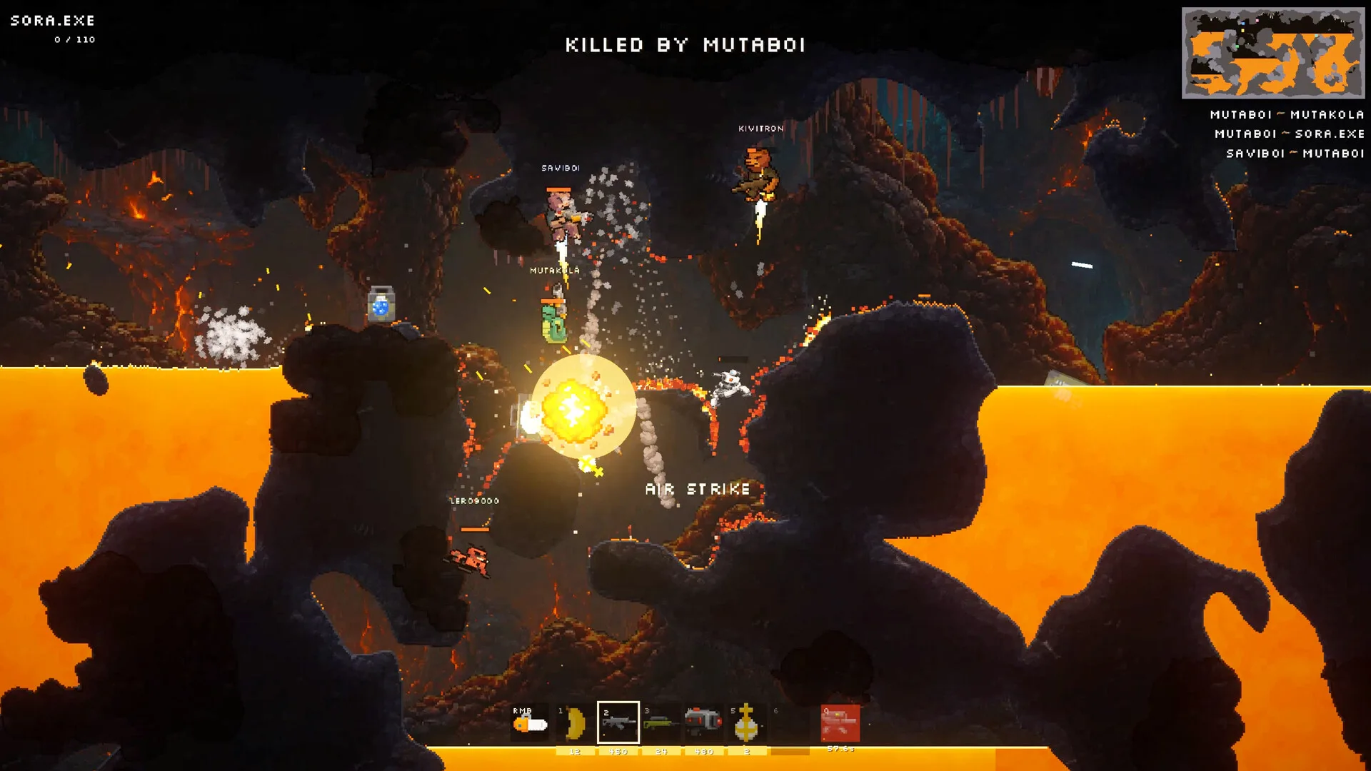 Uno scontro su terreno distruttibile in Dirtnap, l'arena shooter dei tre studi finlandesi