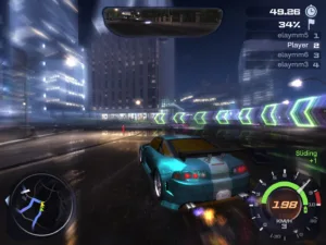 Un'auto tuning sotto i neon di Ratfield, la città di Heatwarped
