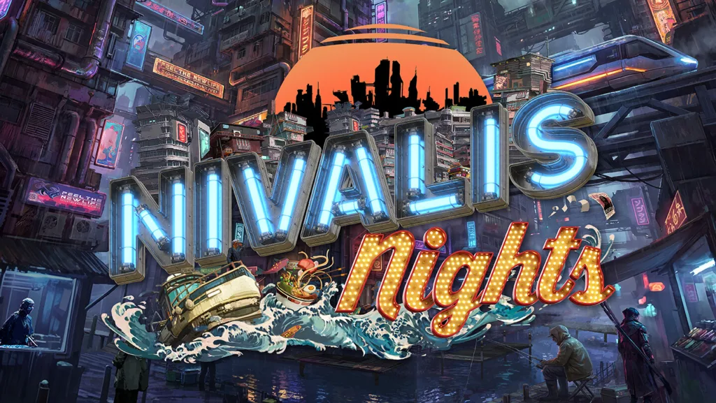 Nivalis Nights, l'anteprima: dai creatori di Cloudpunk un life sim cyberpunk 1 La città cyberpunk di Nivalis di notte, sotto la pioggia, in Nivalis Nights