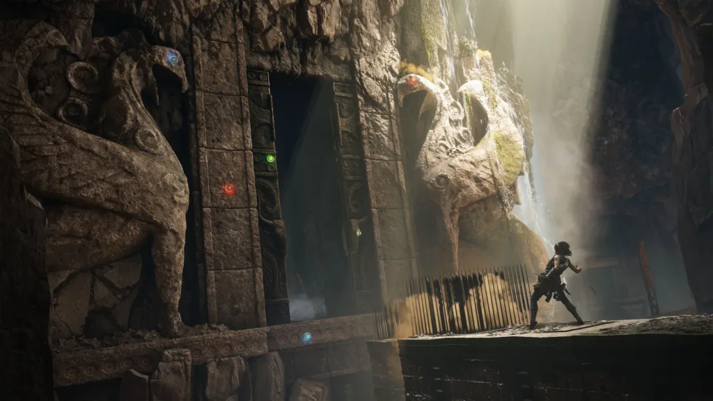 Sophia impugna il pugnale in una rovina dell'Isola del Minotauro in Resonance: A Plague Tale Legacy