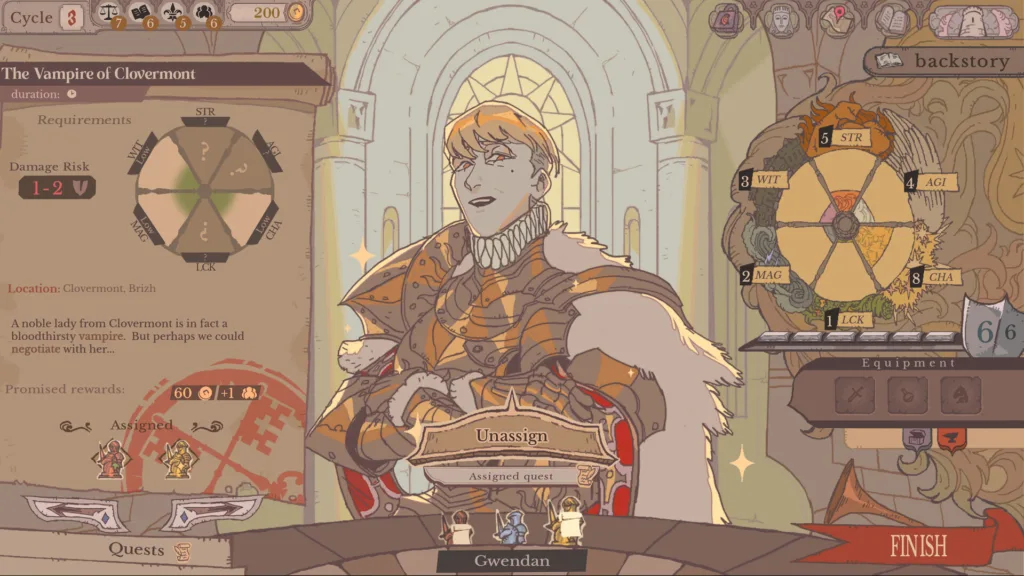 Una scena di Sovereign Tower, il gestionale narrativo di Wild Wits Games ambientato nella torre del sovrano