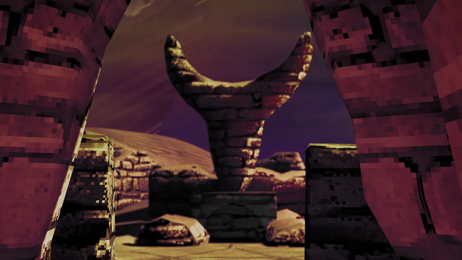 Il deserto di The Old Flesh of Nuraga con i resti nuragici affiorati dalla sabbia