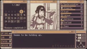 Valkyrie Iteration, la pilota Lana davanti al suo mech nella visual novel di TERNOX