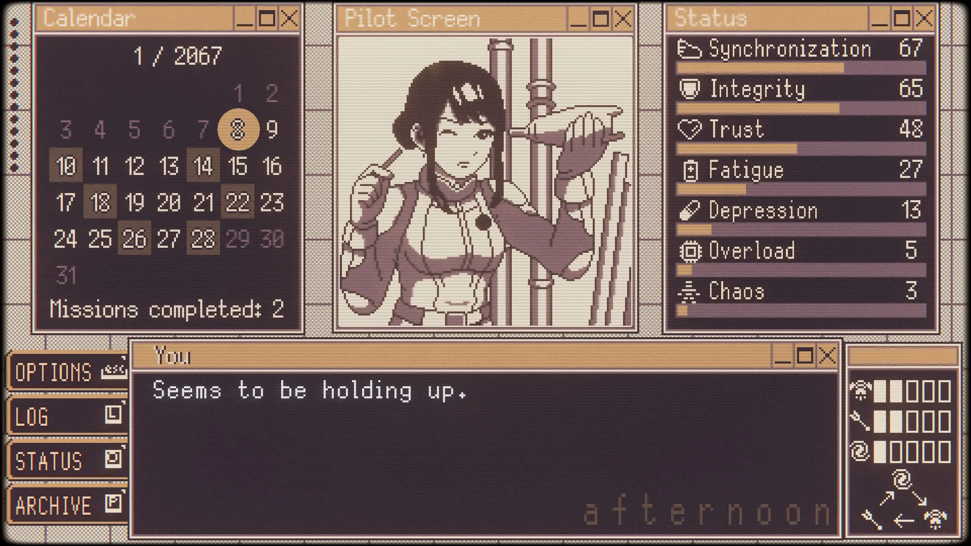 Valkyrie Iteration, la pilota Lana davanti al suo mech nella visual novel di TERNOX