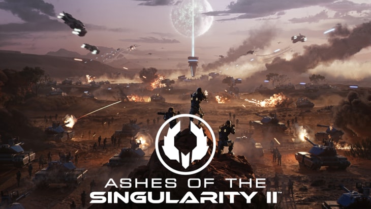 Uno scontro su vasta scala in Ashes of the Singularity II, con decine di unità terrestri schierate