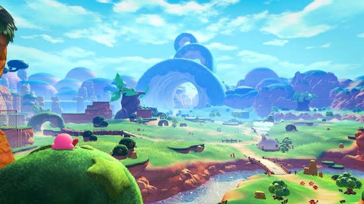 Kirby in un'immagine ufficiale di Kirby and the World Beyond, il nuovo capitolo in 3D della serie in arrivo su Switch 2