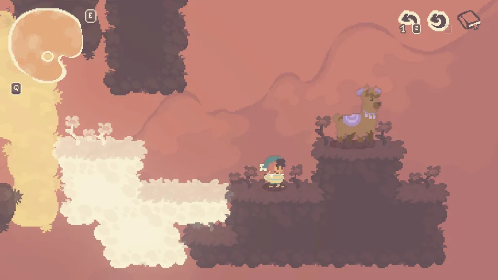 Anku dipinge di colore una piattaforma in Colorbound, il puzzle platform di Panpipe Studio