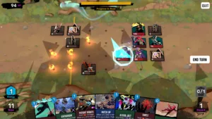 Uno scontro della demo di Crownbreakers, il gioco di carte tattico di Sharkbomb Studios