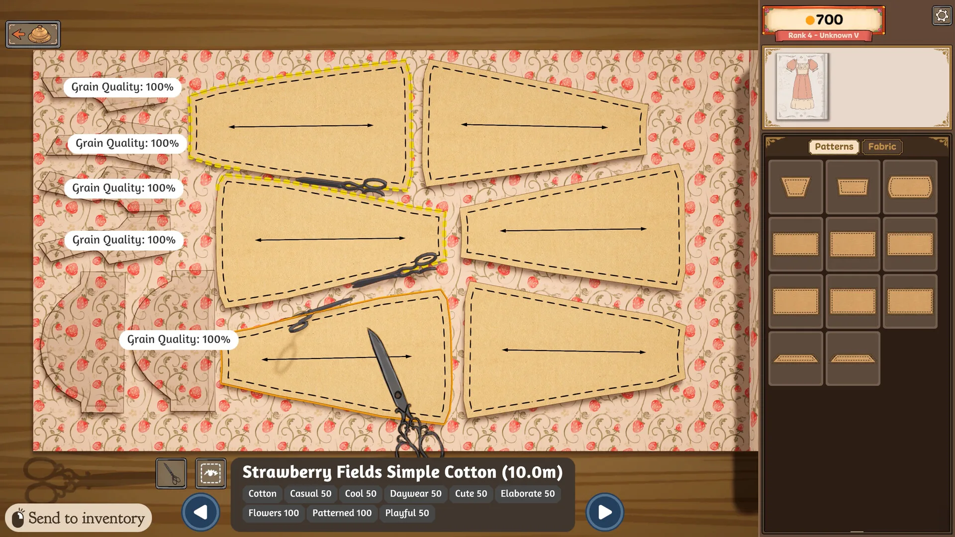 Una scena di Dressmaker, il gioco di sartoria di Cozy Lives in cui si tagliano e cuciono vestiti su misura