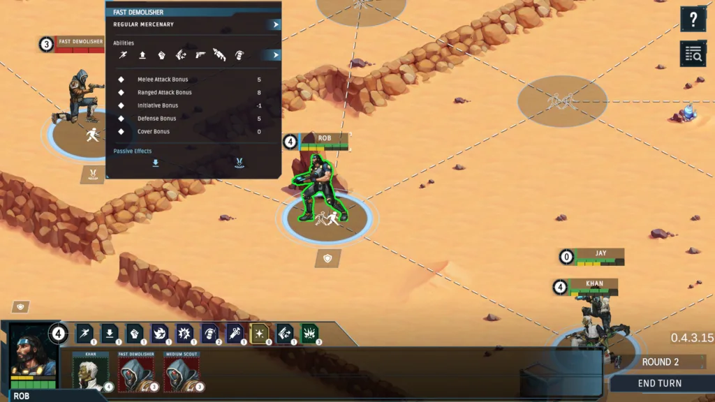Uno scontro a turni fra l'equipaggio della Simurgh e i nemici in Frontier: Path of Shadows