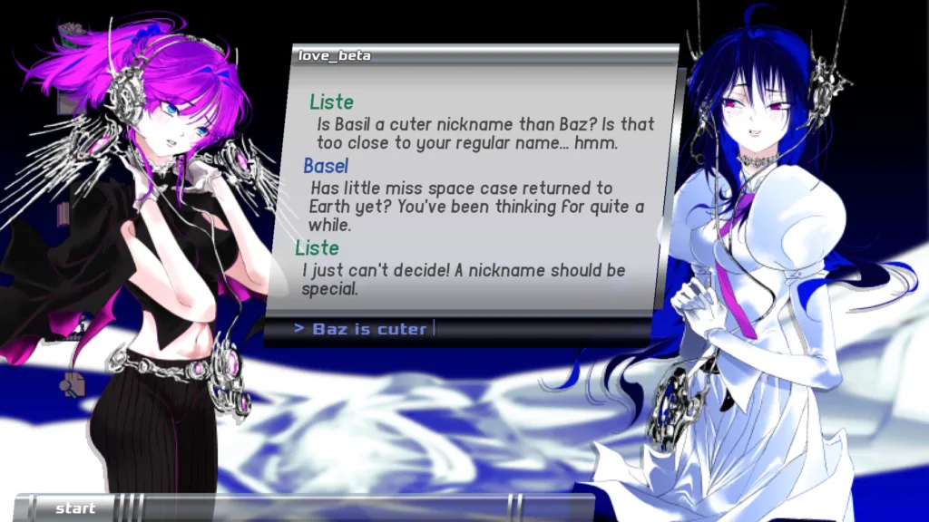 Una schermata di LOVE alt delete, la visual novel horror disegnata a mano in stile Y2K