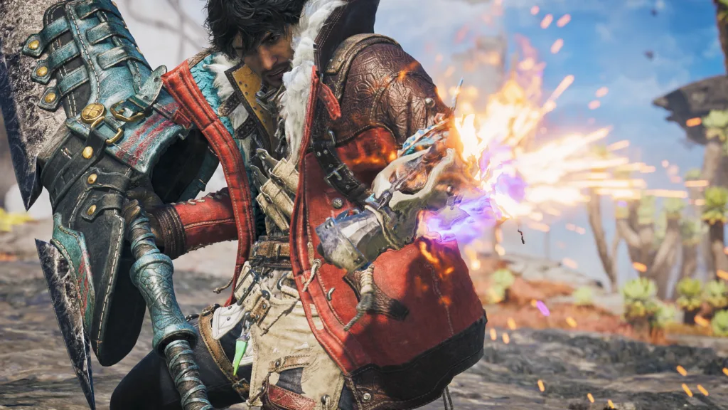Un cacciatore attraversa lo Skybound Eyrie, la nuova zona di isole fluttuanti di Monster Hunter Wilds: Ascendance