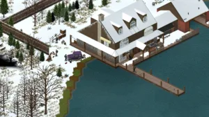 Un sopravvissuto in una strada di Project Zomboid, il gioco a cui la mod Project A-Life aggiunge fazioni umane