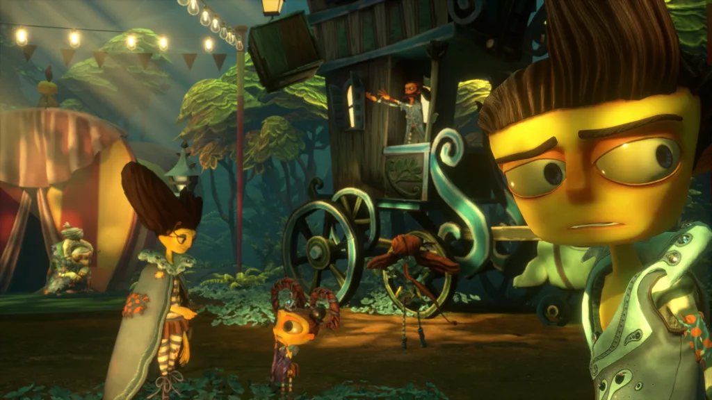 Una scena di Psychonauts 2, il gioco più noto di Double Fine, lo studio di Tim Schafer tornato indipendente da Xbox