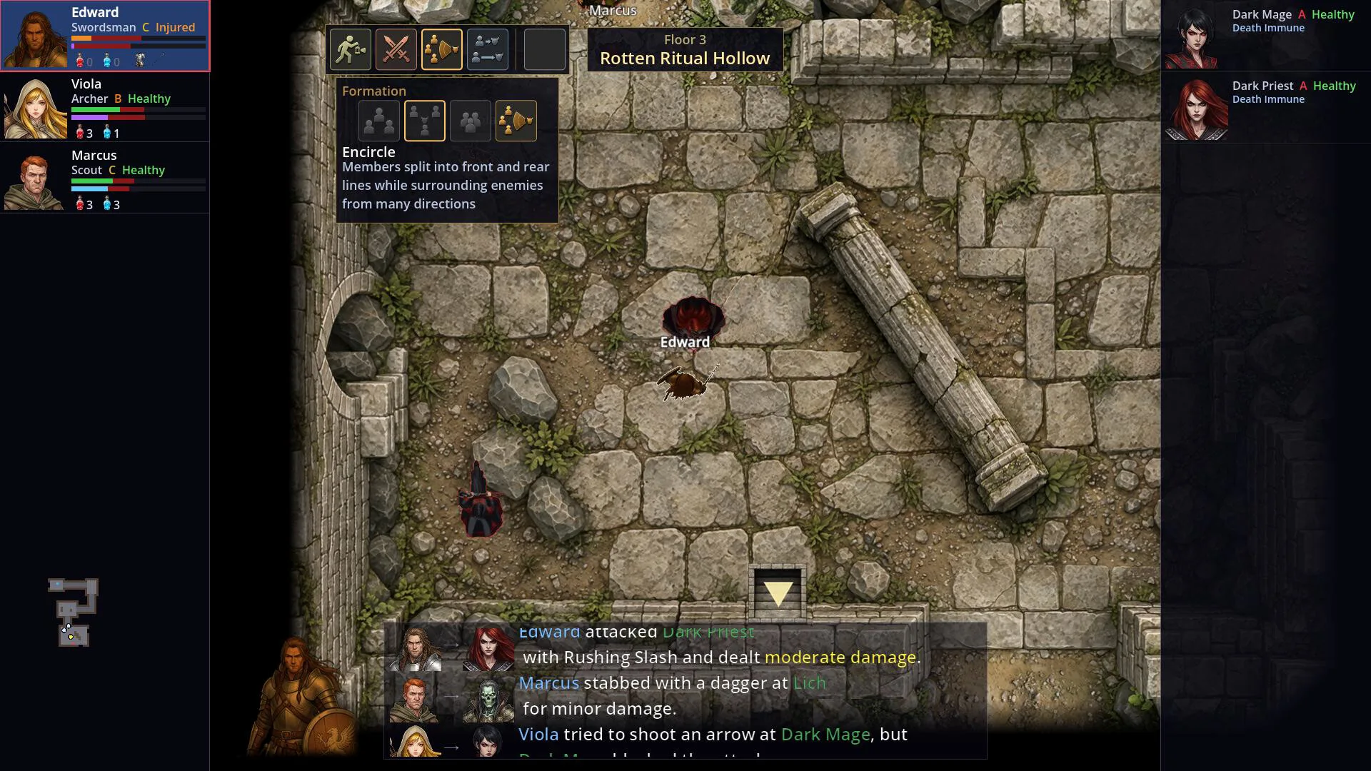 Il gruppo di eroi nel dungeon di Rally the Parties, immagine dalla pagina Steam
