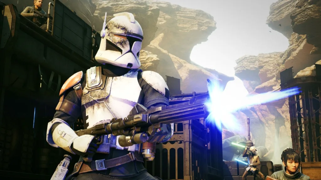 Bit Reactor ha sospeso senza stipendio fino all'80% del team di Star Wars Zero Company prima dell'uscita 6 Un operativo di Star Wars Zero Company in armatura spara con un fucile blaster pesante