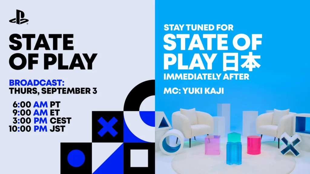 L'immagine ufficiale dei due State of Play trasmessi da Sony il 3 settembre 2026